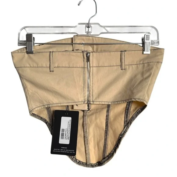 Pretty Little Thing Stone Woven Strapless Corset NEW Women 0 Baddie Edgy Club - Picture 6 of 9